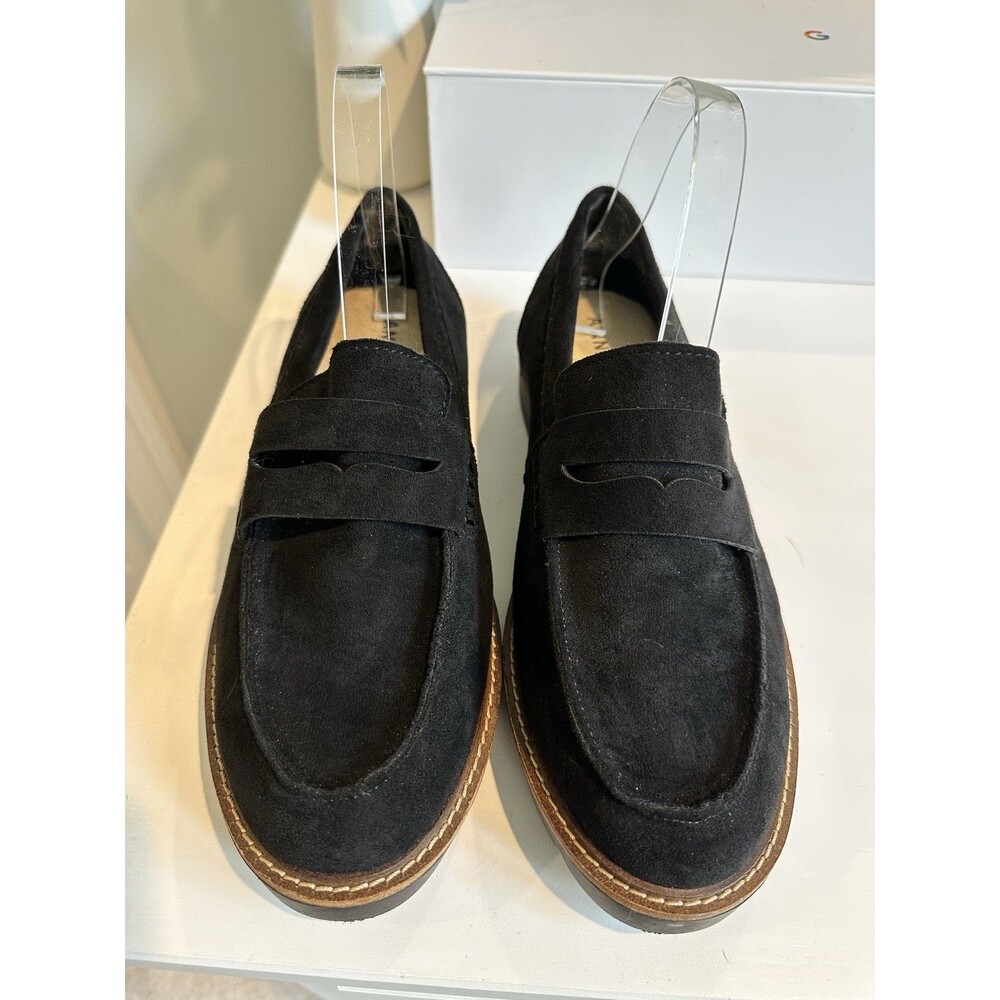 Anne Klein Beverly Black Suede Lug Sole Penny Loafers iFlex Women’s Size 7.5W - Picture 3 of 8